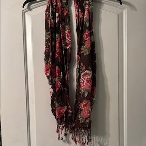 Floral Scarf with Fringe